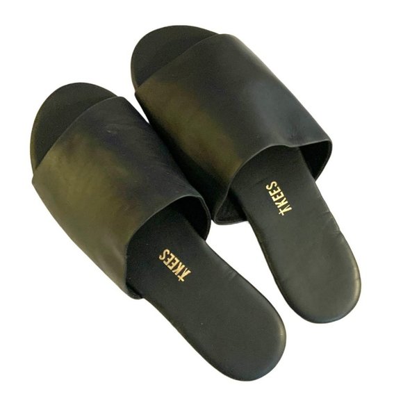 TKEES Shoes - TKEES black leather slides Sz 7